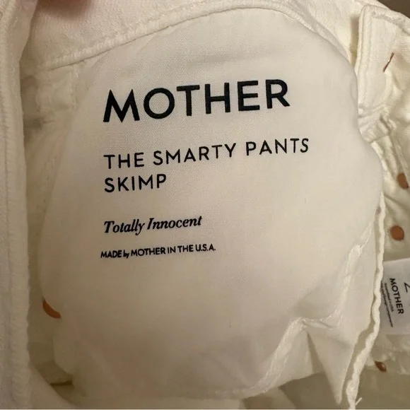 Mother Superior The Smarty Pants Skimp Jeans Totally Innocent White 24 NWT New - Picture 14 of 15